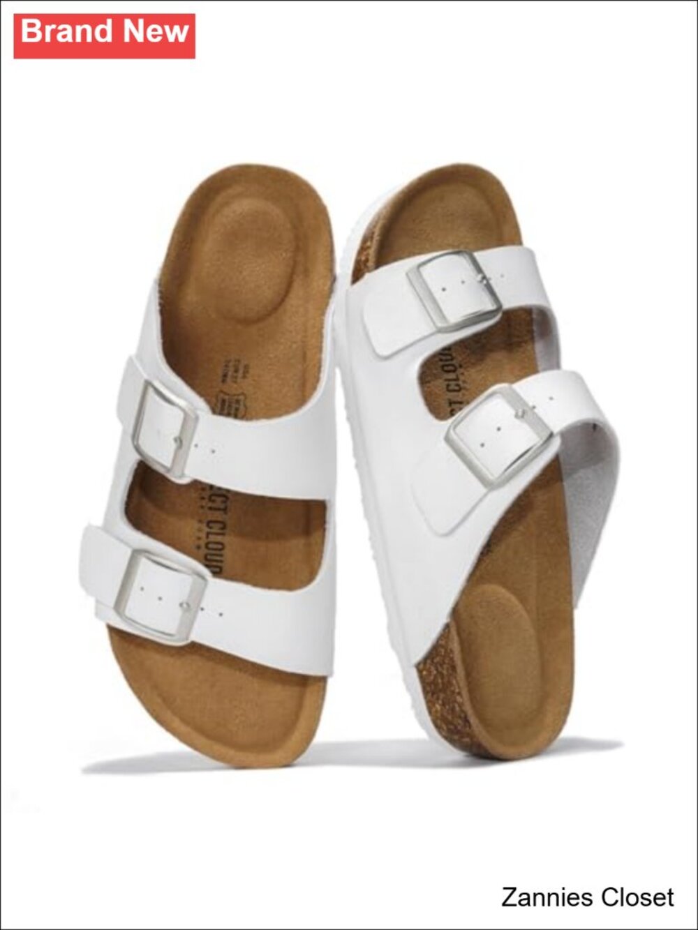 ✨Project Cloud 100% Genuine Leather Slide Sandals Memory Foam Cork Footbed Open